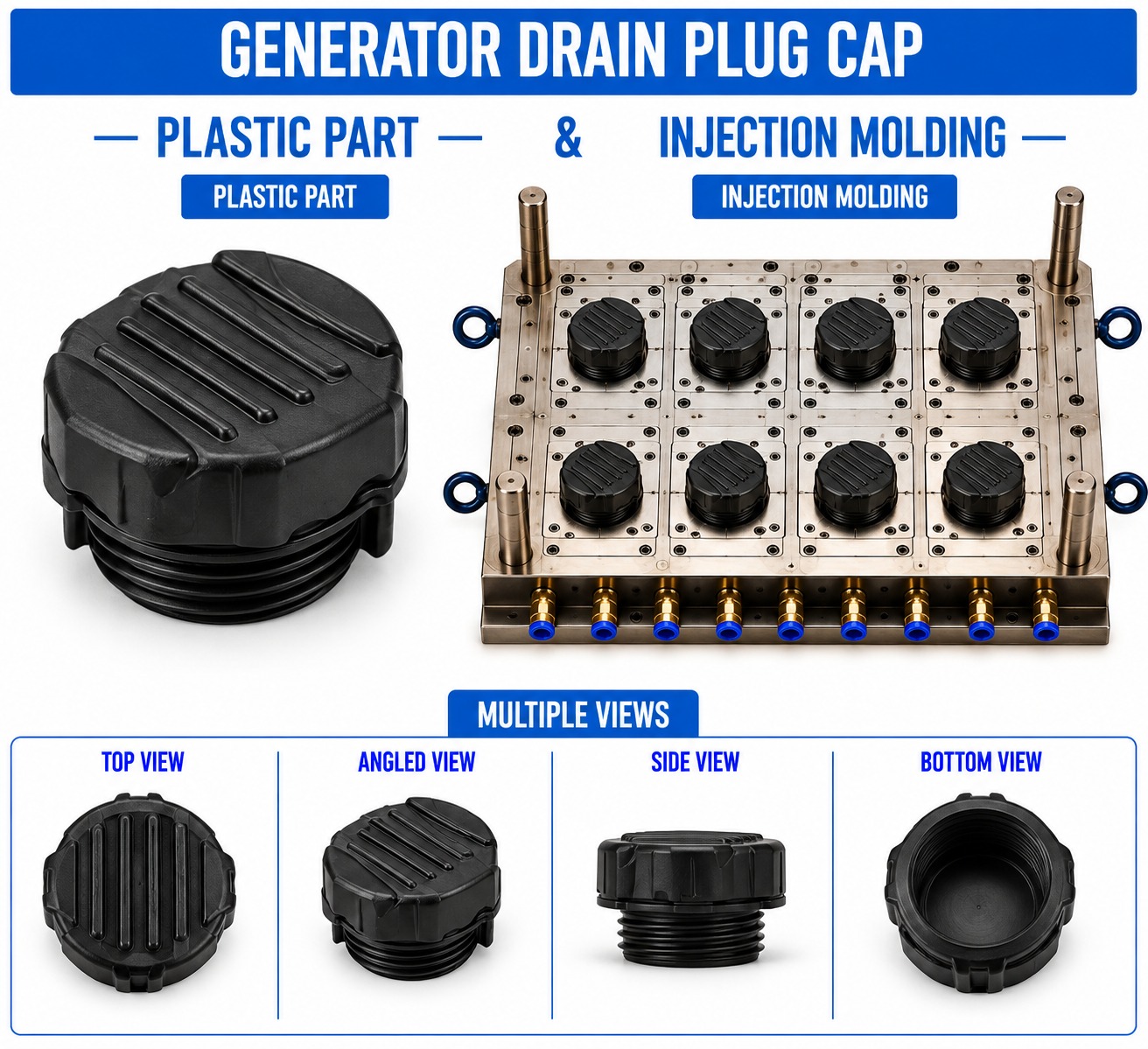Generator Plastic Drain Plug Cap Mould and Moulding Service
